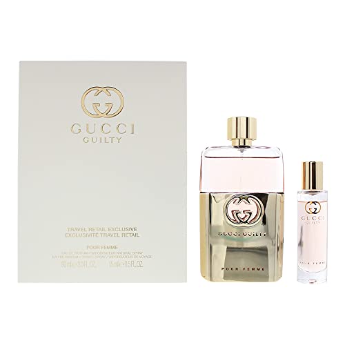 Gucci Guilty 2 Piece Gift Set for Women 3 Oz Eau de Parfum Pour Femme Spray + 0.5 Ounce EDP Travel Spray