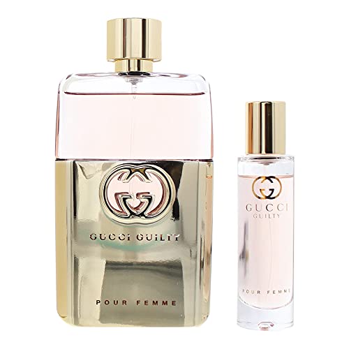 Gucci Guilty 2 Piece Gift Set for Women 3 Oz Eau de Parfum Pour Femme Spray + 0.5 Ounce EDP Travel Spray